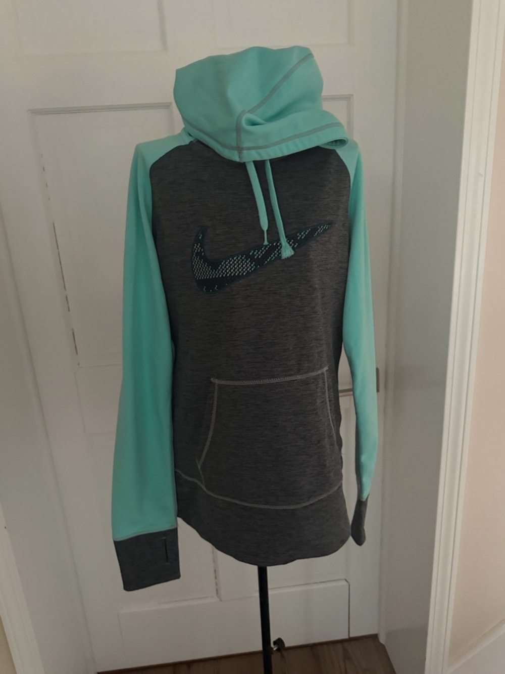 Nike Women’s Gray and Aqua Pullover Hoodie